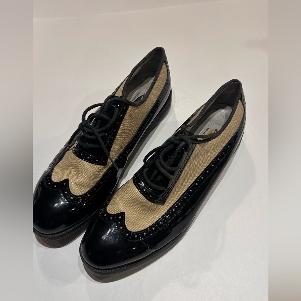 Tour Collection golf shoes Cativa Club Black Beige Women's Wingtip Oxfords SZ 10